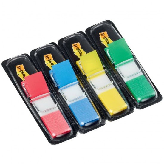 Segnapagina removibili Post-it® Index Mini con dispenser blu, giallo, verde, rosso  4 confezioni da 35 - 683-4