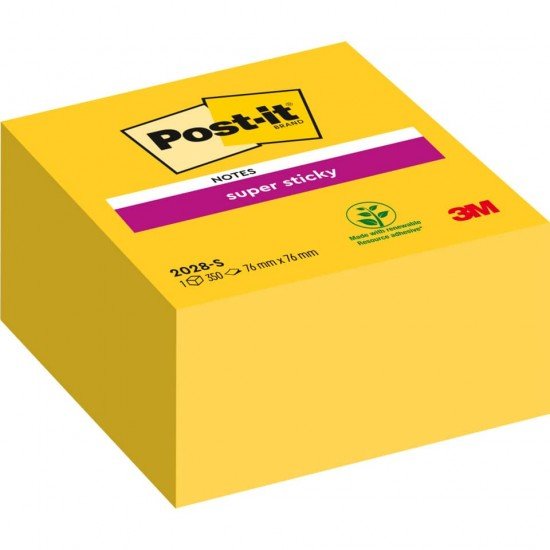 Foglietti riposizionabili Post-it® Cubo Super Sticky Notes 76x76 mm giallo oro 2028-S