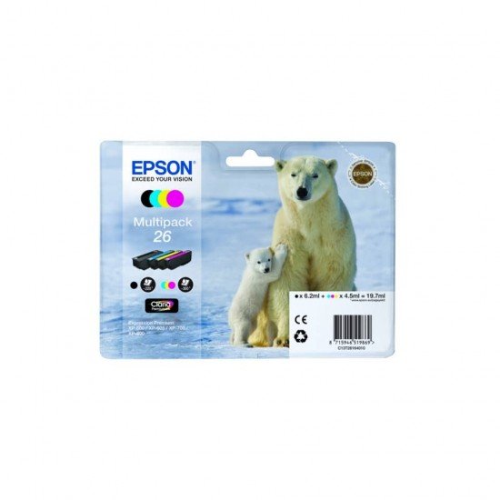 Cartucce inkjet Orso polare 26 Epson n+c+m+g Conf. 4 - C13T26164012
