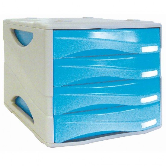 Cassettiera 4 cassetti ARDA Smile polistirolo antiurto e materiale infrangibile grigio/azzurro - TR15P4PBL