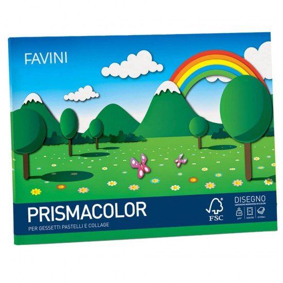 Album da disegno FAVINI PRISMACOLOR in cartoncino monoruvido 5 colori assortiti 128 g/m² 24x33cm - A12X244