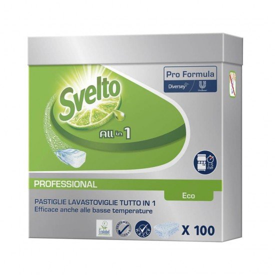 Detergente per lavastoviglie 3 in 1 Svelto ECO Professional Pro Formula bianco conf. 100 pastiglie - 100904028