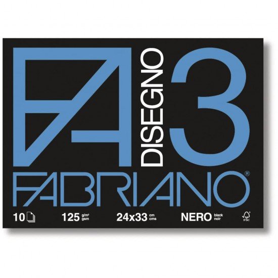 Album da disegno Fabriano F3 NERO 125 g/m² 24x33 cm nero - 10 fogli 04001017