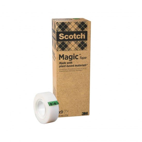 Nastro adesivo Scotch® Magic™ Più Verde 19 mm x 33 m trasparente opaco conf. da 9 rotoli - 900-1933-9