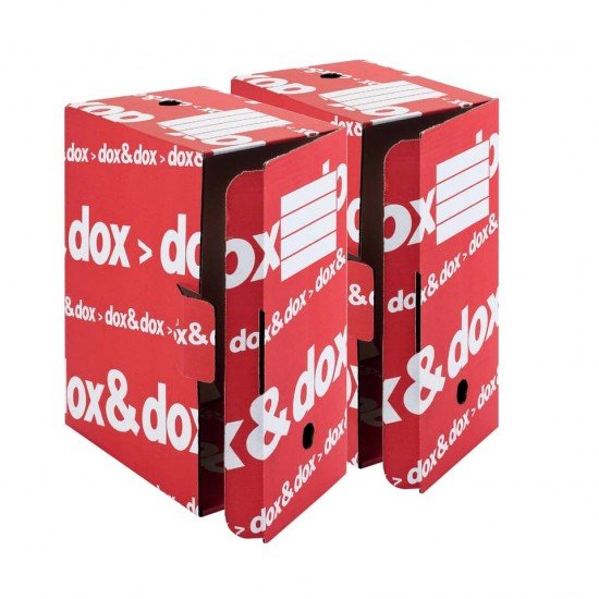 Scatola archivio Dox & Dox dorso 17,5 cm bianco/rosso con aletta 1600174