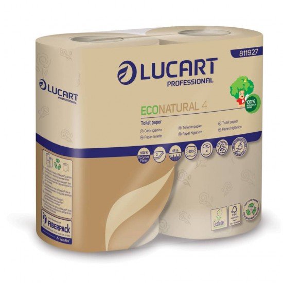 Carta igienica Lucart EcoNatural 4 2 veli 4 rotoli da 400 strappi - 811927