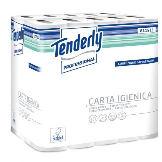 Carta igienica Tenderly salvaspazio 2 veli 30 rotoli da 160 strappi - 811911U