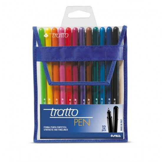 Penna a punta sintetica TRATTO Pen 2 mm assortiti astuccio appendibile da 12 - F807700