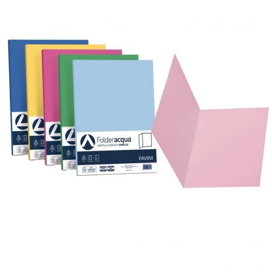 Cartellina semplice FAVINI FOLDER S cartoncino Simplex Luce&Acqua 200 g/m² 25x34cm mix 5 colori  conf. 50 - A50X664