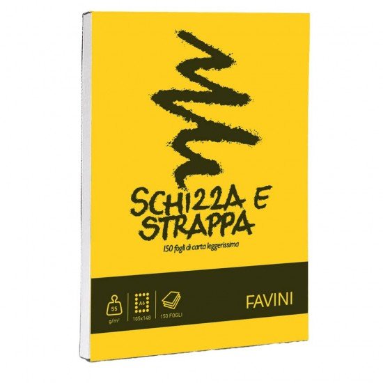 Album da disegno Favini SCHIZZA&STRAPPA in carta naturale liscia 50 g/m² 10,5x14,8cm (A6) -150fg - A200706