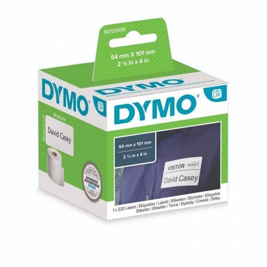 Rotolo da 220 etichette Dymo LabelWriter Spediz./Badge 101x54 mm bianco S0722430