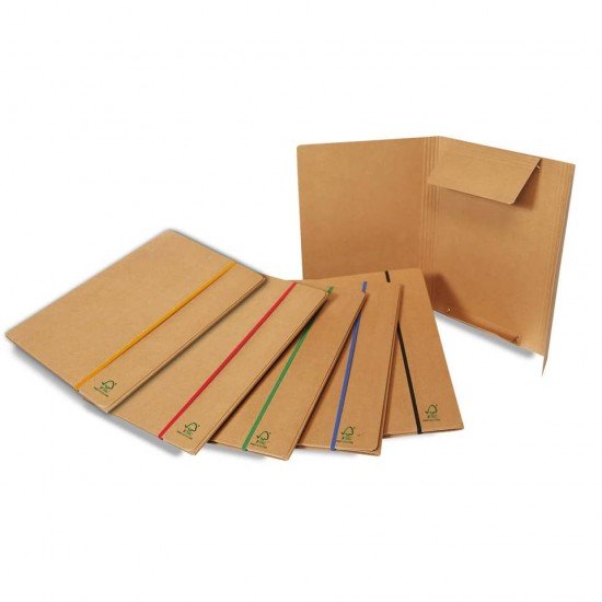 Cartelline con elastico piatto EURO-CART 25x35 cm dorso 4 cm avana conf. da 5 pezzi - FMCXCPEECOAV