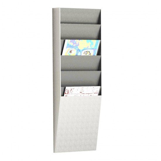 Portadocumenti e riviste a muro Paperflow 6 scomparti A4 23,6x8,3x71,2 cm grigio chiaro - K500004