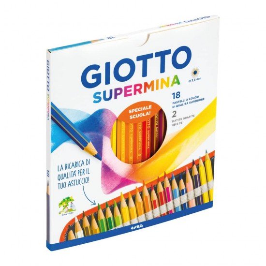 Matite colorate GIOTTO Supermina assortiti Conf. 18 pezzi + 2 matite Lyra Temagraph HB - 236300