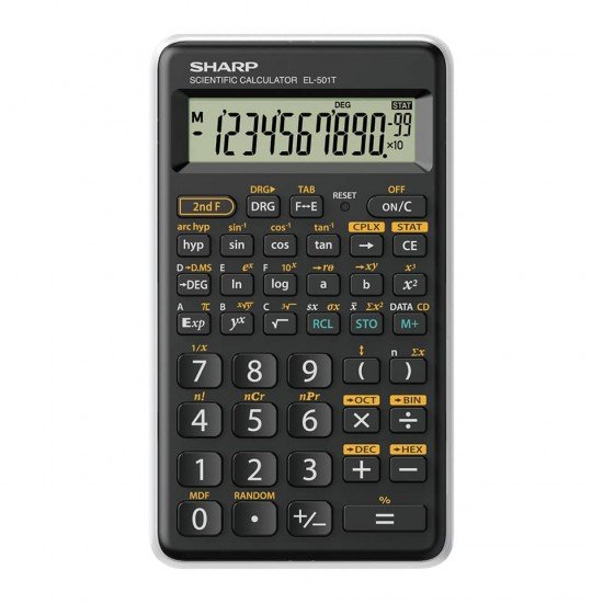 Calcolatrice scientifica Sharp EL-501T con 146 funzioni e ampio display 10+2 cifre bianca - EL501TBWH