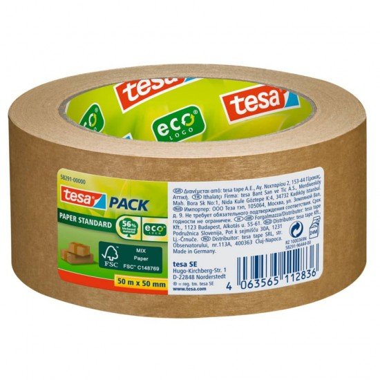 Nastro da imballaggio tesapack Paper Standard ecoLogo marrone 50 mm x 50 m - 58291-00000-00