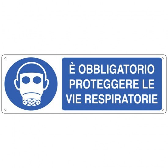 Cartello d'obbligo 35x12,5 cm Cartelli Segnalatori ''E' obbligatorio proteggere le vie respiratorie'' - E1903K