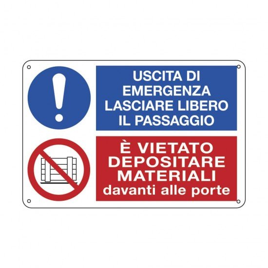 Cartello informativo 30x20 cm Cartelli Segnalatori ''Uscita d'emergenza, lasciare libero il passaggio'' - E3541