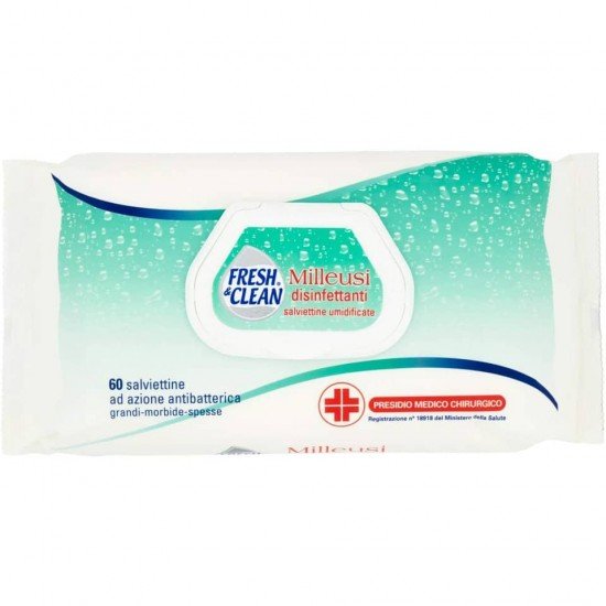 Salviette umidificate disinfettanti milleusi - Fresh & Clean  P.M.C. conf. 60 salviette - 06-0244