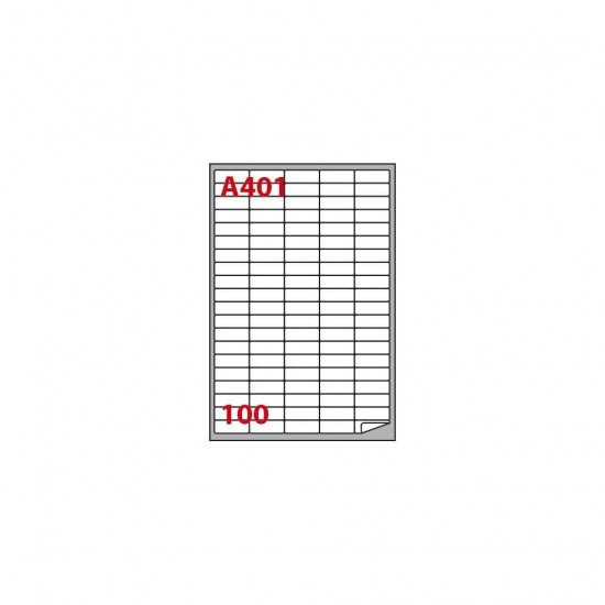 Etichette bianche Copiatabu A401 37x14 - angoli arrotondati - 100 et./foglio - conf. 100 fogli Markin