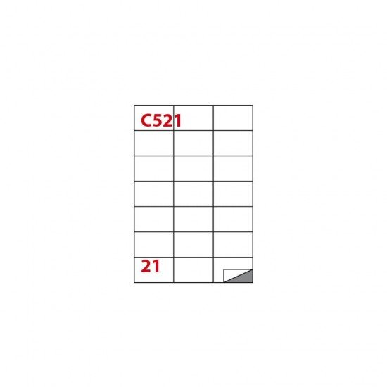 Etichette bianche permanenti Copiatabu C521 laser/inkjet - 21 et./foglio - conf. 100 fogli Markin 70x42,43 mm