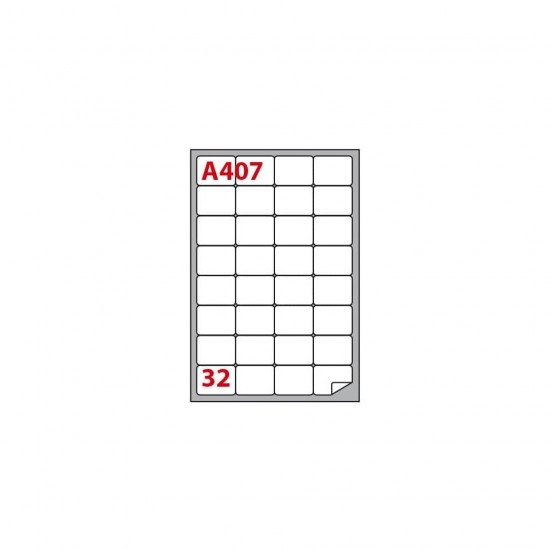 Etichette bianche permanenti Copiatabu A407 47x35 mm - angoli arrotondati - 32 et./foglio - conf. 100 fogli Markin