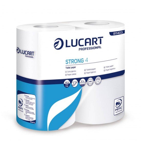 Carta igienica a rotolo Strong 4 - 2 veli - bianca conf. 4 pz. Lucart Professional - 811403I