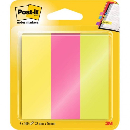 Segnapagina removibili in carta Post-it® Index Mini neon assortiti Confezione da 3x100 - 671-3
