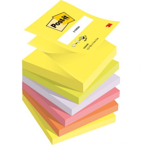 Foglietti colorati Post-it® Ricarica Z-Notes Super Sticky neon assortiti cf. 6 blocchetti da 100 ff 7100296020
