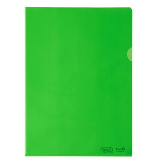 Cartelline a L - 22 x 30 cm - PE Bio-Based - liscio superior - verde - Favorit - conf. 25 pezzi