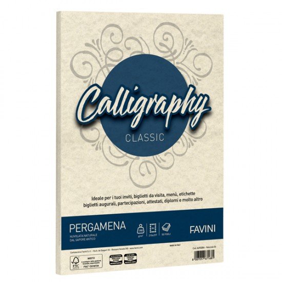 Carta Calligraphy Pergamena - A4 - 190 gr - naturale 06 - Favini - conf. 250 fogli