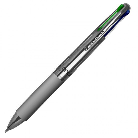 Penna a sfera 4 Multi Chrome - punta 1,00 mm - 4 colori - old silver - Osama