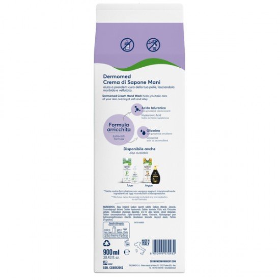 Ricarica crema di sapone mani - carton box - 900 ml - iris - Dermomed