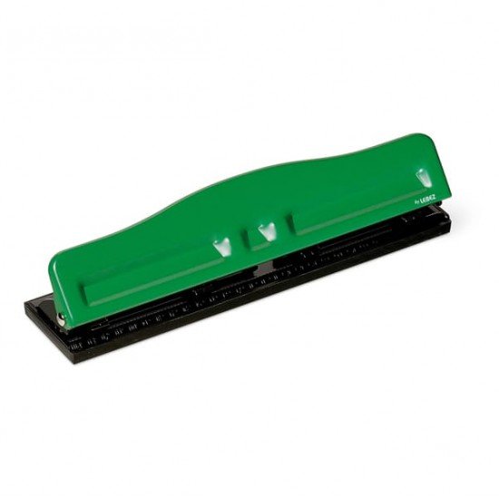 Perforatore 840 - max 8 fogli - 4 fori regolabili - passo 6/8 cm - verde - Lebez