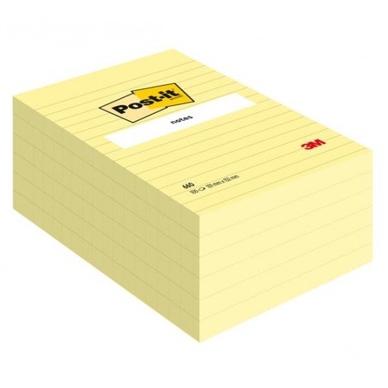 Blocco foglietti - 660 - a righe - 102 x 152 mm - giallo Canary - 100 fogli - Post it