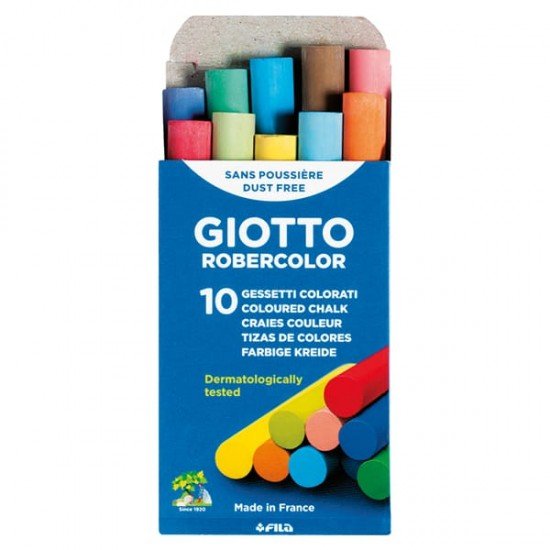 Gessetti Robercolor - lunghezza 80mm con diametro 10mm - colorati - Giotto - Scatola 10 gessetti tondi