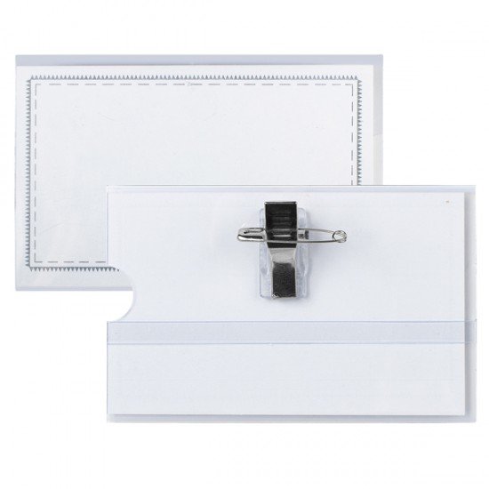 Portabadge con clip e spilla - 9 x 5,5 cm - Lebez - conf. 50 pezzi