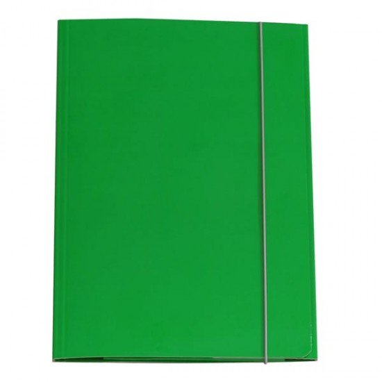 Cartellina con elastico - cartone plastificato - 3 lembi - 25x34 cm - verde - Cartotecnica del Garda