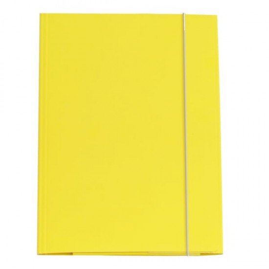 Cartellina con elastico - cartone plastificato - 3 lembi - 25x34 cm - giallo - Cartotecnica del Garda