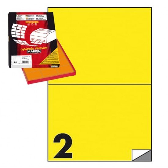 Etichette adesive C509 - permanenti - 210 x 148,5 mm - 2 et/fg - 100 fogli A4 - giallo - Markin