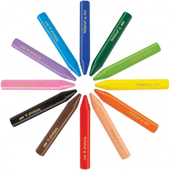 Pastelli Plastidecor - in plastica - colori assortiti - Bic - astuccio 12 colori triangle