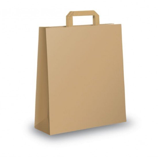 Shopper - maniglie piattina - 18 x 8 x 25 cm - carta kraft - avana - Mainetti Bags - conf. 25 pezzi