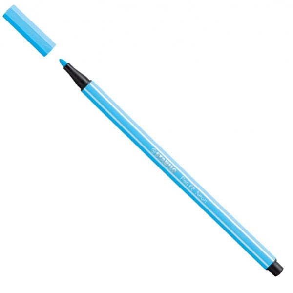 Pennarello Pen 68  punta feltro - tratto 1,00mm - blu neon - Stabilo - conf. 10 pezzi