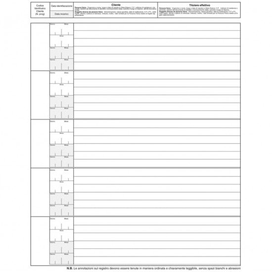 Registro antiriciclaggio operatori non finanziari - 31 x 24 - 96 fogli - Edipro