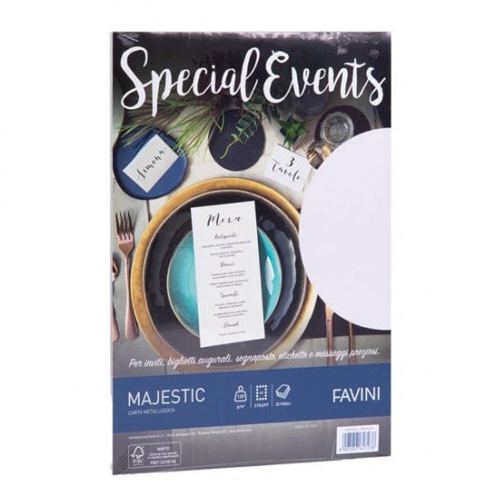 Carta metallizzata Special Events - A4 - 120 gr - bianco - Favini - conf. 20 fogli