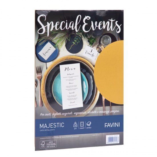 Carta metallizzata Special Events - A4 - 120 gr - oro - Favini - conf. 20 fogli