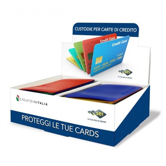 Porta carte di credito Card 6 Color - 6 tasche - 5,8x8,7 cm - colori assortiti - Sei Rota - conf. 5 pezzi