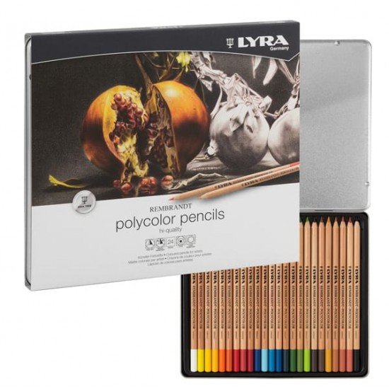 Pastelli colorati Rembrandt Polycolor - 3,7 mm - colori assortiti - Lyra - astuccio metallo 24 pezzi