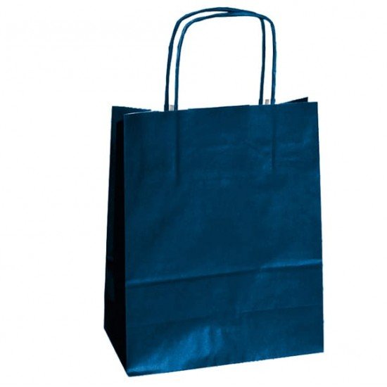 Shopper Twisted - maniglie cordino - 22 x 10 x 29 cm - carta kraft - blu - Mainetti Bags - conf. 25 pezzi