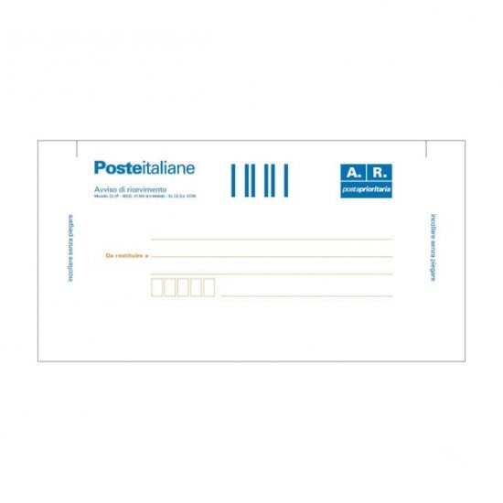 Cartolina raccomandata A/R - con adesivo rimovibile - 10 x 20cm - Edipro - conf. 100 cartoline